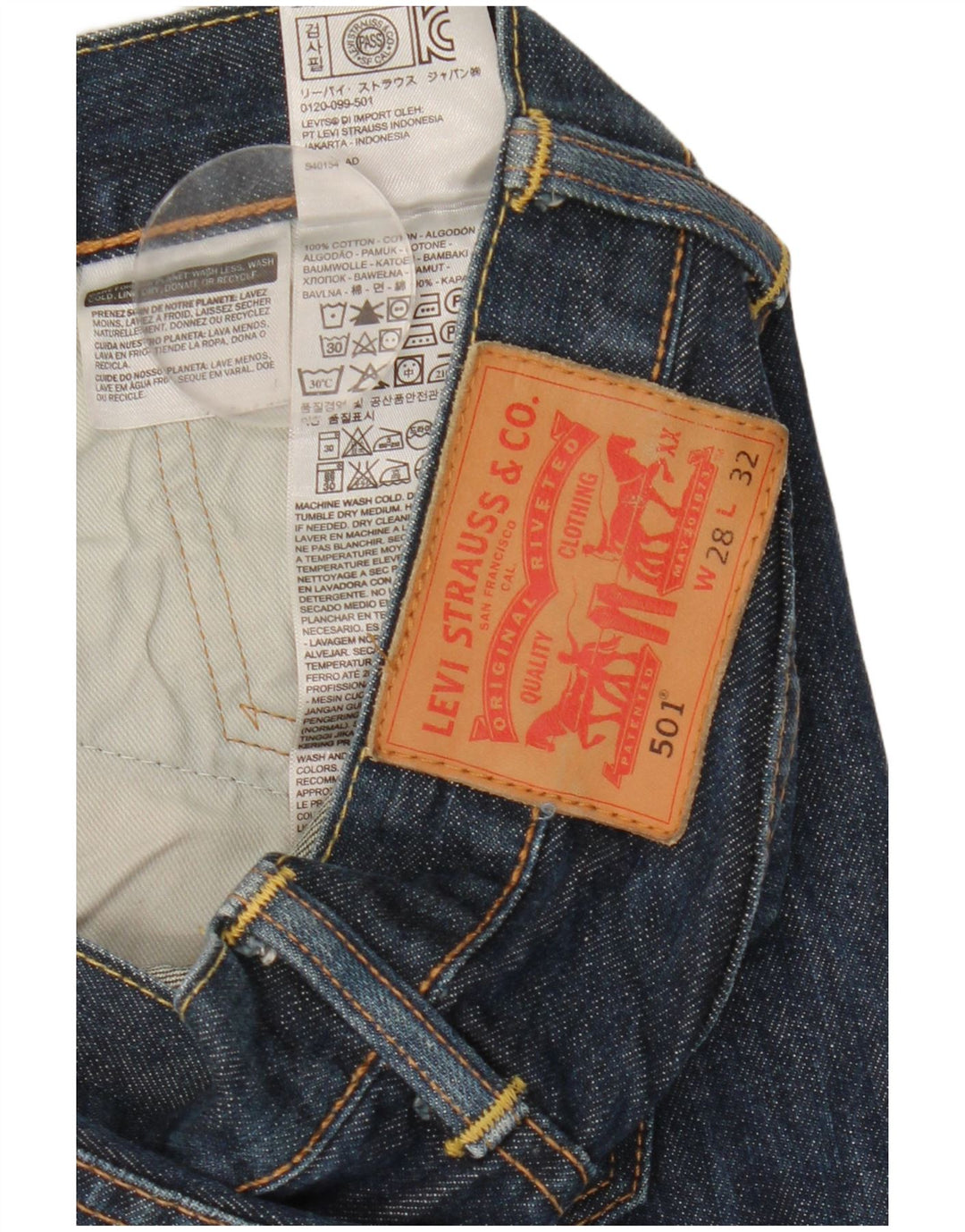 Levi's Uomo 501 Jeans dritti W28 L32 Cotone Blu