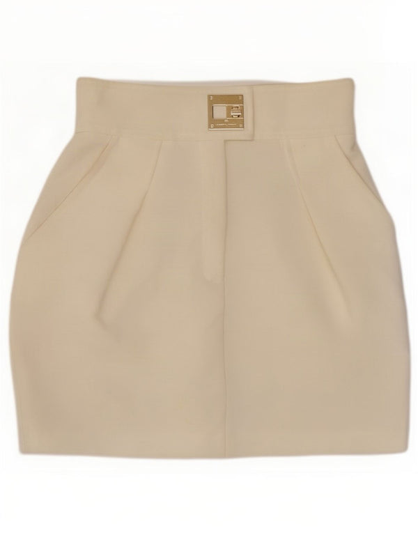 Minigonna Donna a Vita Alta Elisabetta Franchi IT 38 XS W24 Bianco Sporco