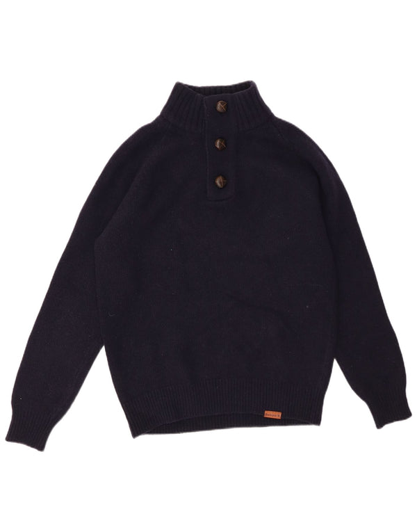 BARBOUR Maglione da uomo con collo a bottoni piccolo blu navy