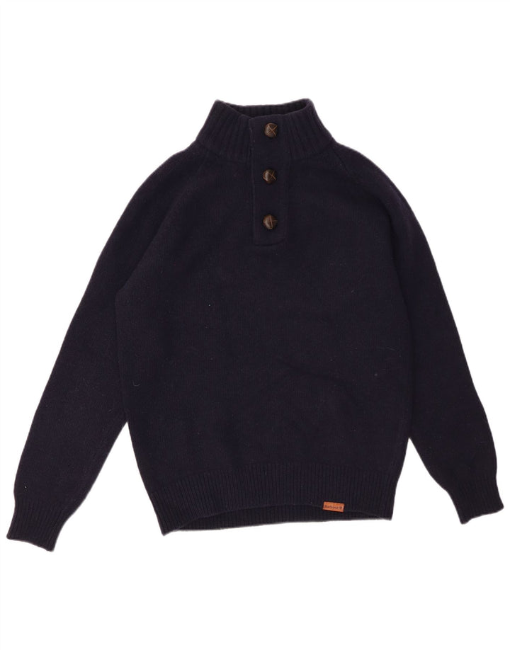 BARBOUR Maglione da uomo con collo a bottoni piccolo blu navy