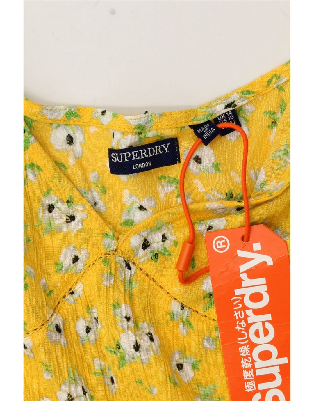 Canottiera da donna SUPERDRY UK 14 Viscosa floreale gialla media