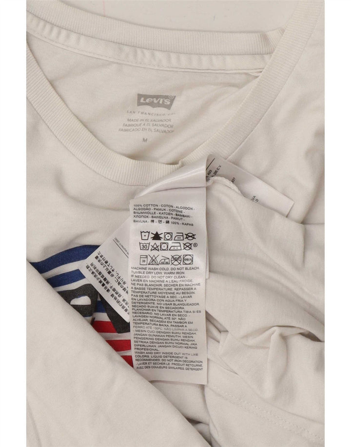T-shirt grafica da donna Levi's Top UK 14 cotone bianco medio