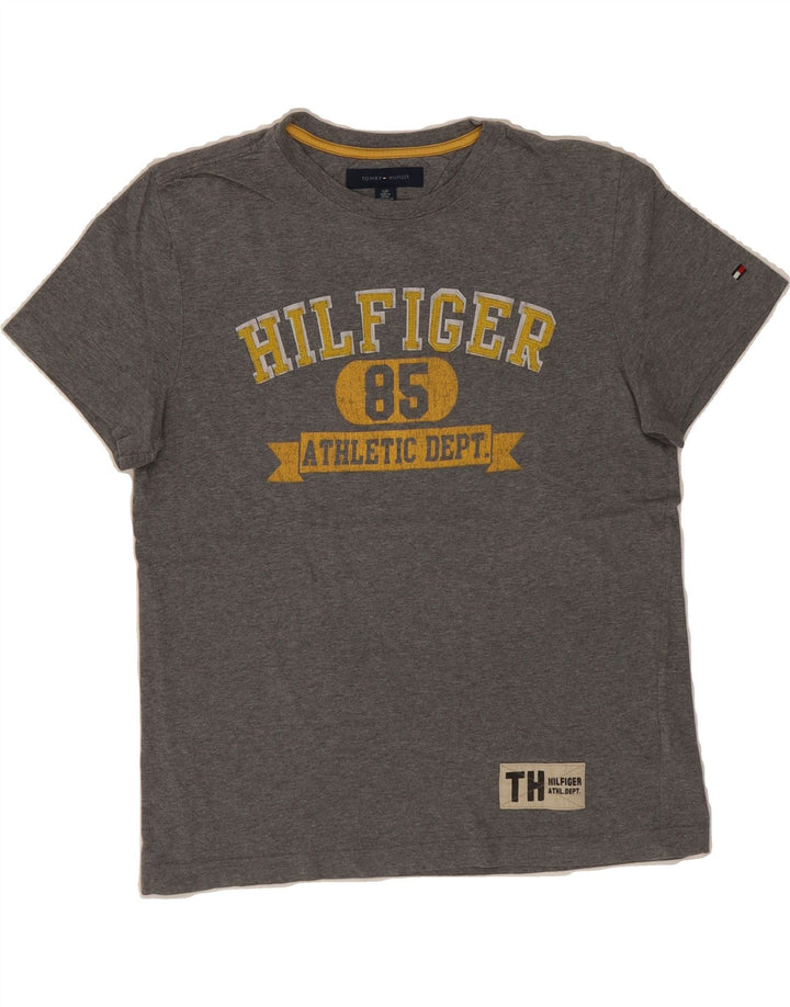 TOMMY HILFIGER Mens Graphic T-Shirt Top Small Grey Cotton Vintage Tommy Hilfiger and Second-Hand Tommy Hilfiger from Messina Hembry 