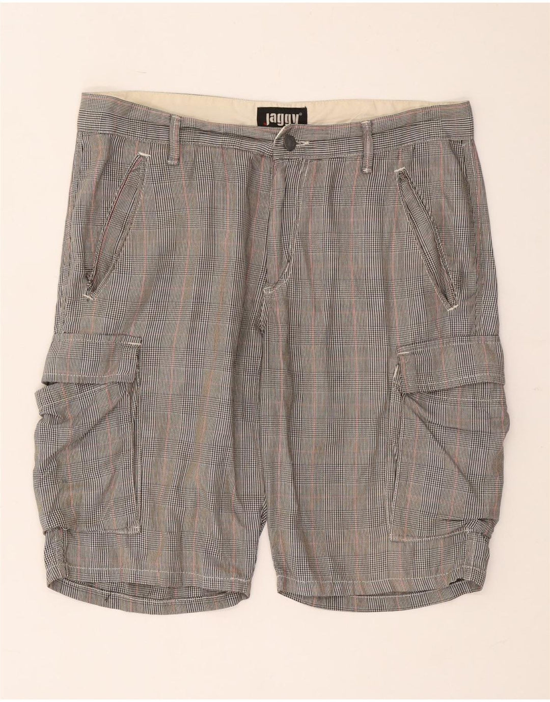 Pantaloncini cargo da uomo Jaggy W33 cotone pied de poule grigio medio