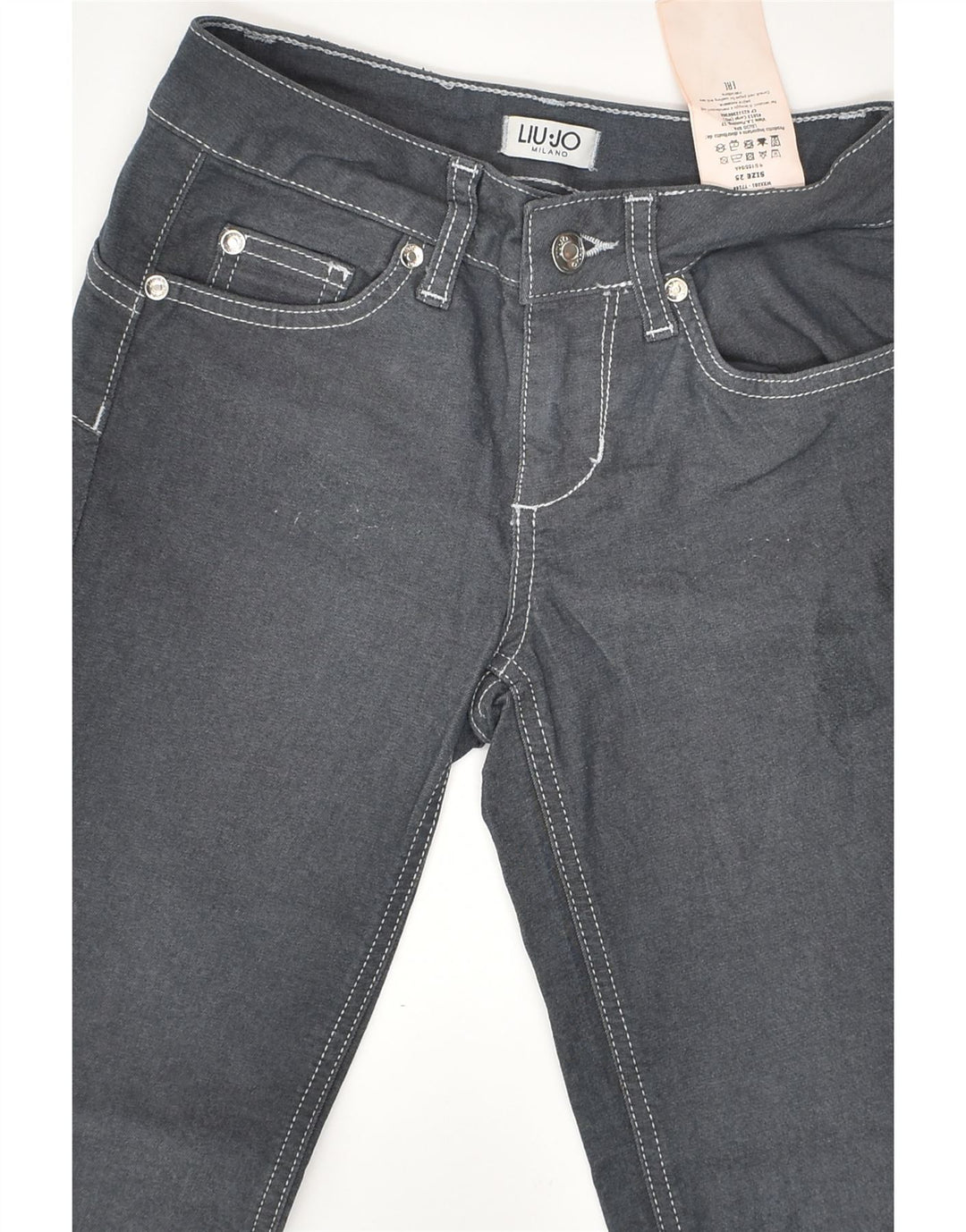 LIU JO Womens Slim Casual Trousers W25 L25 Grey Cotton | Vintage Liu Jo | Thrift | Second-Hand Liu Jo | Used Clothing | Messina Hembry 
