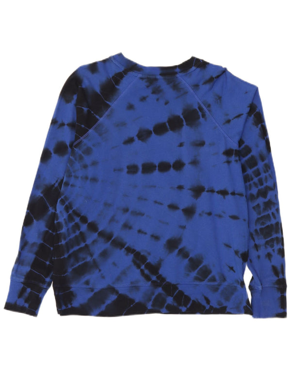 Dkny Felpa oversize da donna Maglione UK 6 XS Blu Tie Dye Cotton