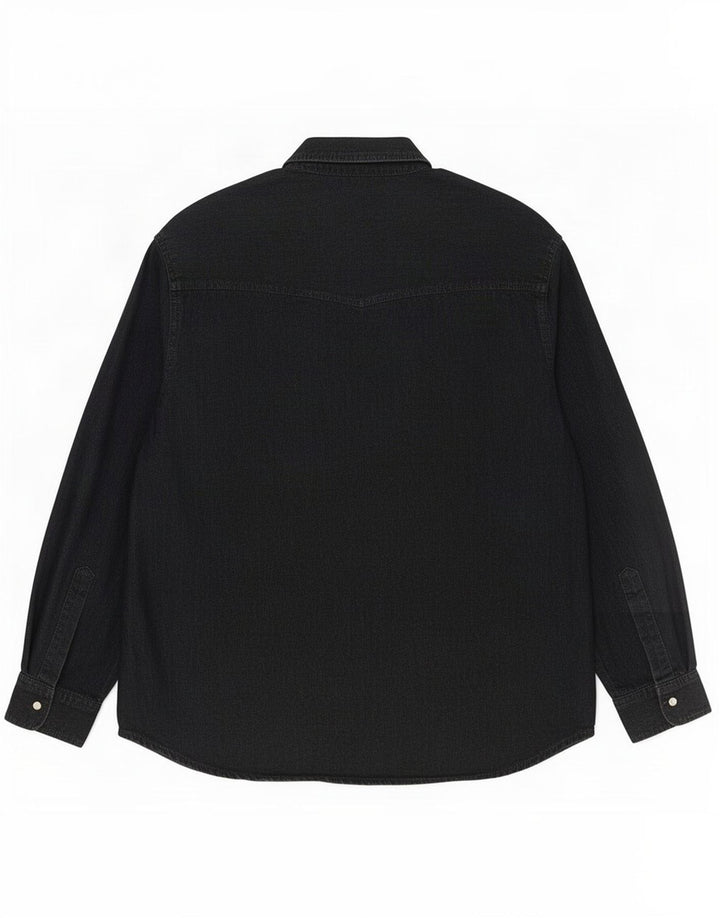 Camicia vintage da uomo grande in cotone nero