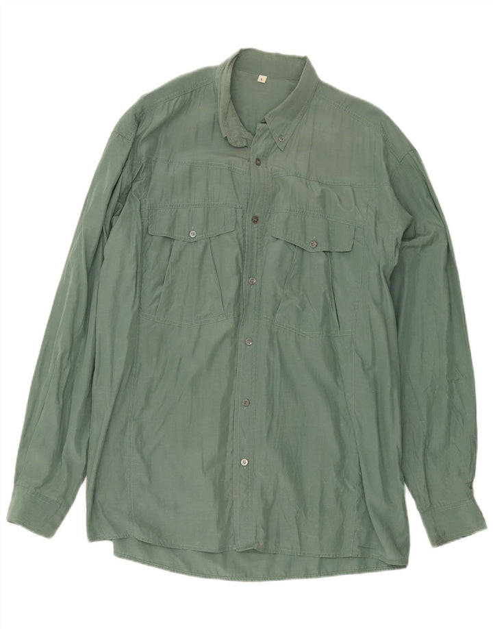 Camicia vintage da uomo grande verde