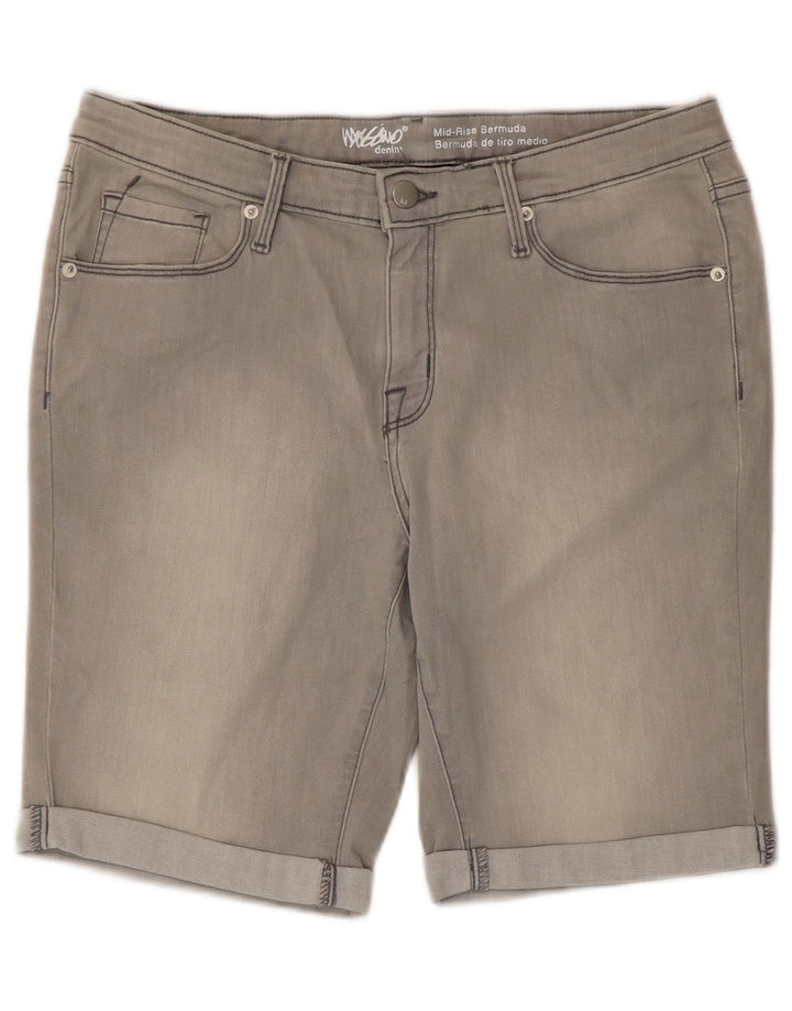 Pantaloncini di jeans a vita media elasticizzati Mossimo Power da donna US 12 Large W31 Grigio