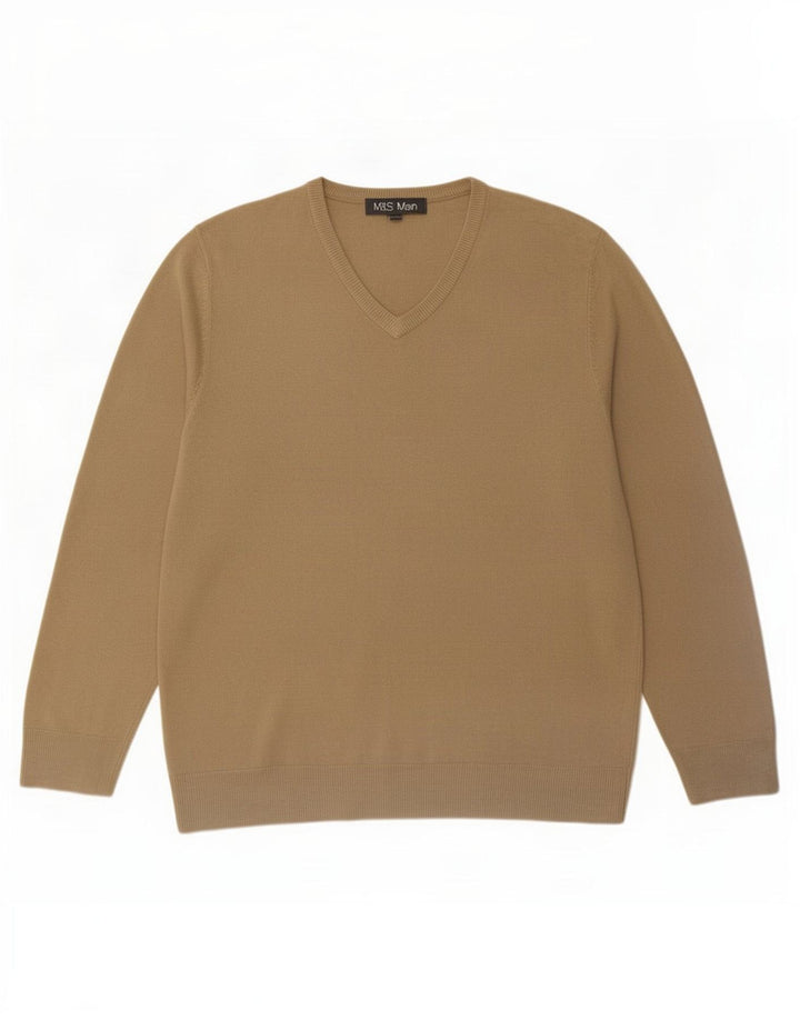 Maglione da uomo con scollo a V Marks & Spencer grande beige