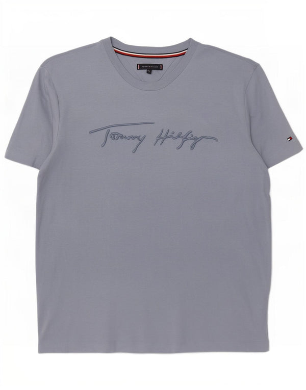 T-shirt grafica da uomo Tommy Hilfiger Top 2XL cotone blu