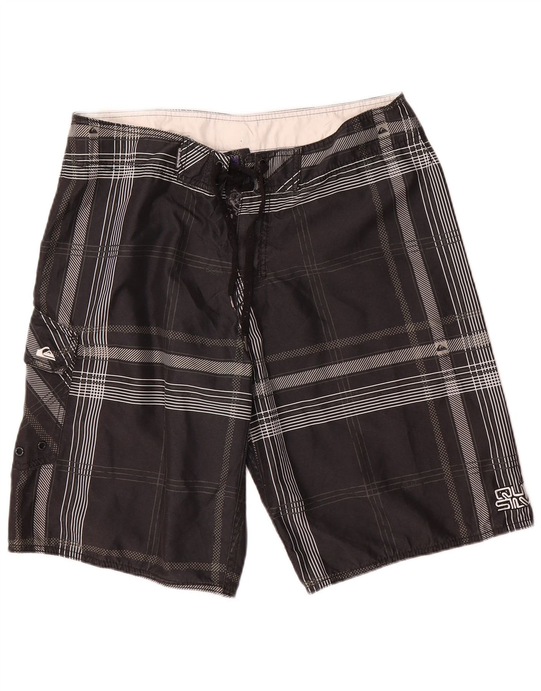 Pantaloncini da bagno da uomo Quiksilver medio in poliestere nero a quadri