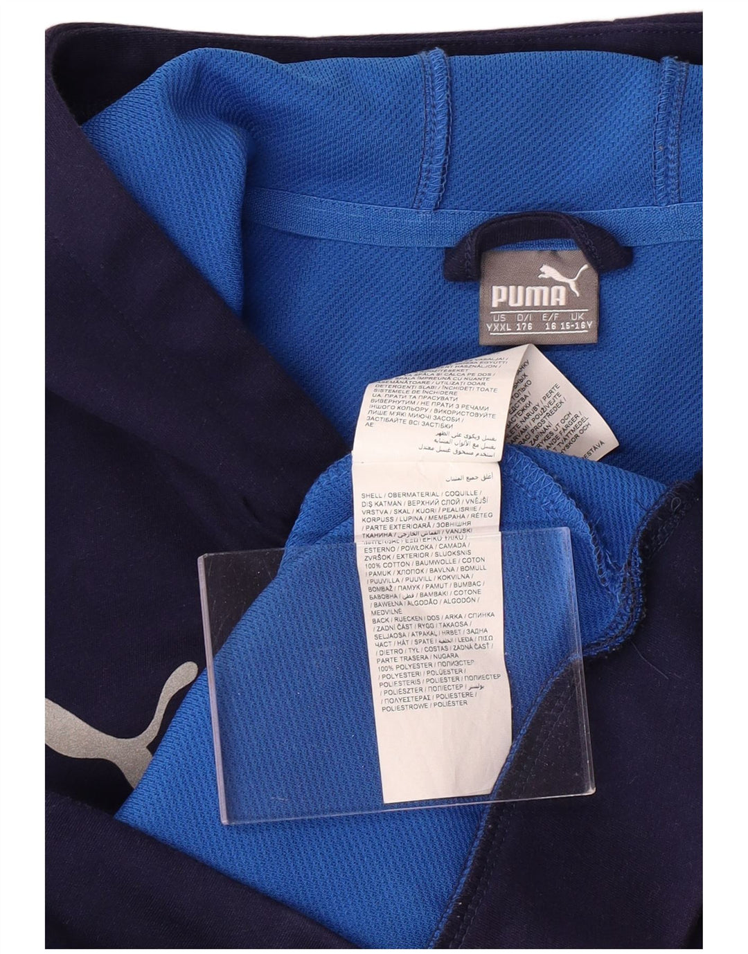 Felpa con cappuccio e zip grafica PUMA Ragazzi Italia 15-16 anni in cotone blu navy