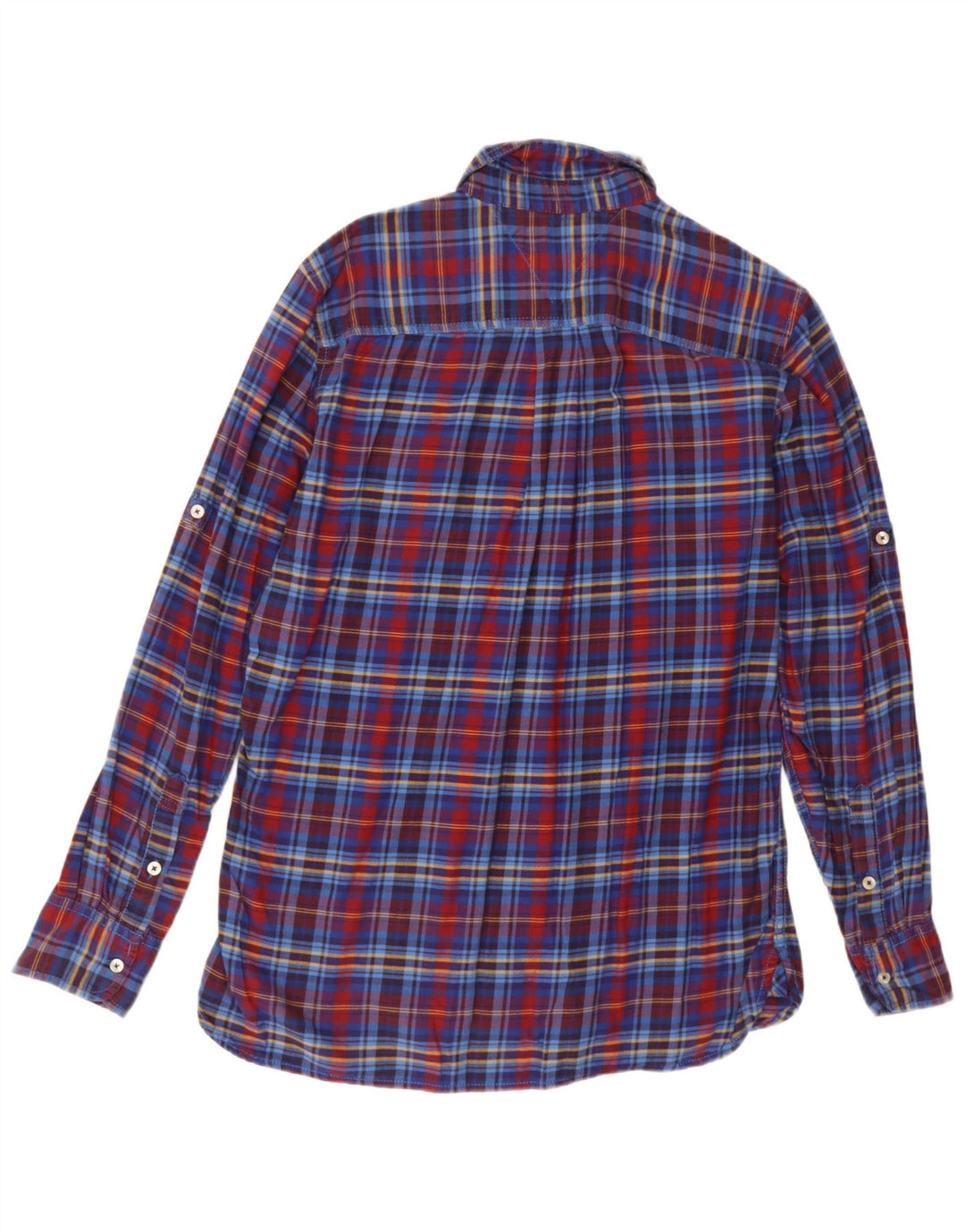 Tommy Hilfiger Camicia da uomo in flanella su misura in cotone a quadri blu medio