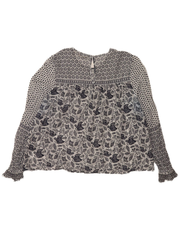 Boden Donna Camicetta a Maniche Lunghe Trasparente Top UK 18 XL Bianco Floreale