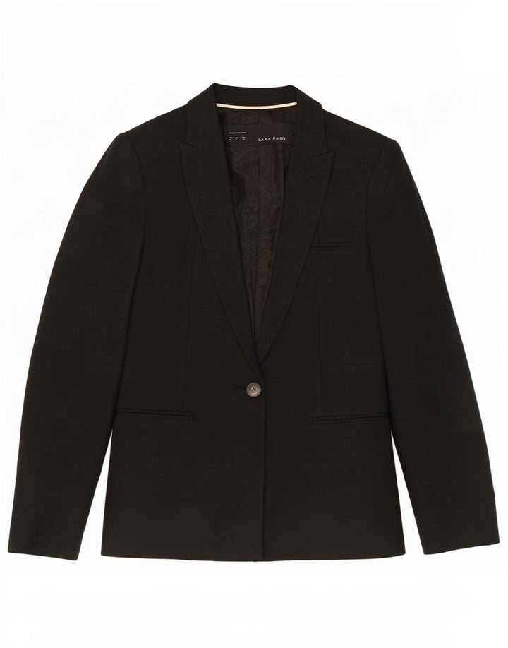 Giacca blazer a 1 bottone da donna Zara UK 12 poliestere nero medio