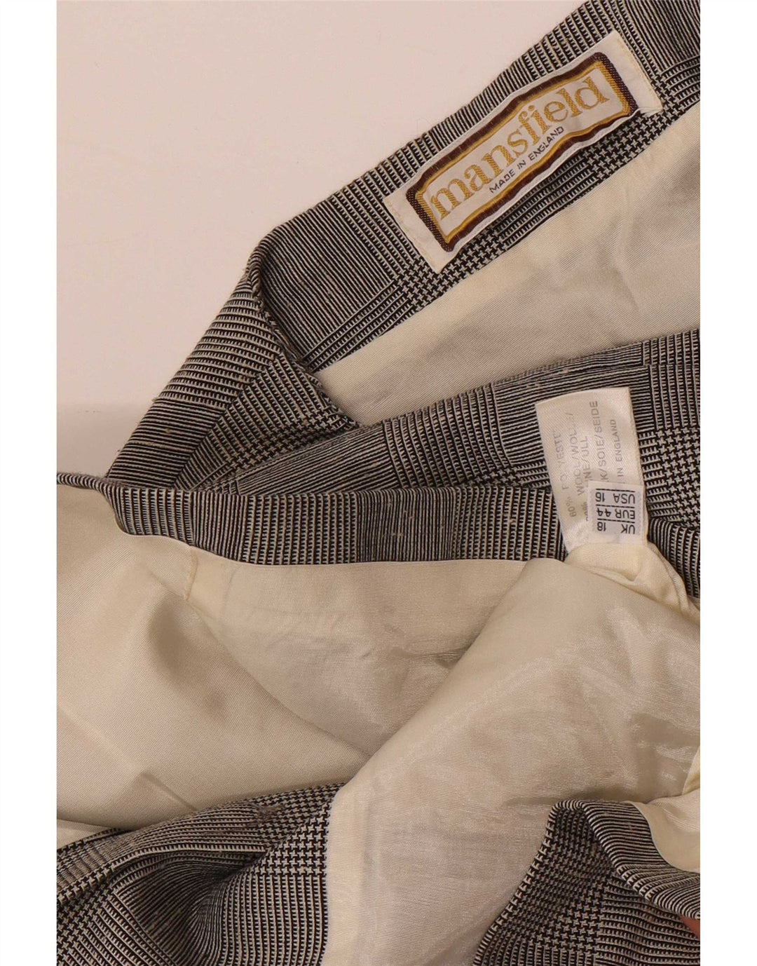 Giacca blazer a 6 bottoni da donna Mansfield UK 18 XL poliestere a quadri grigio