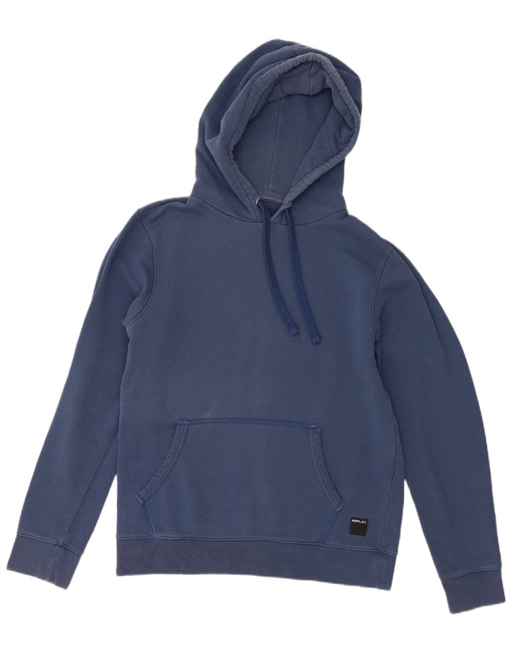 Felpa con cappuccio da uomo Replay grande blu navy