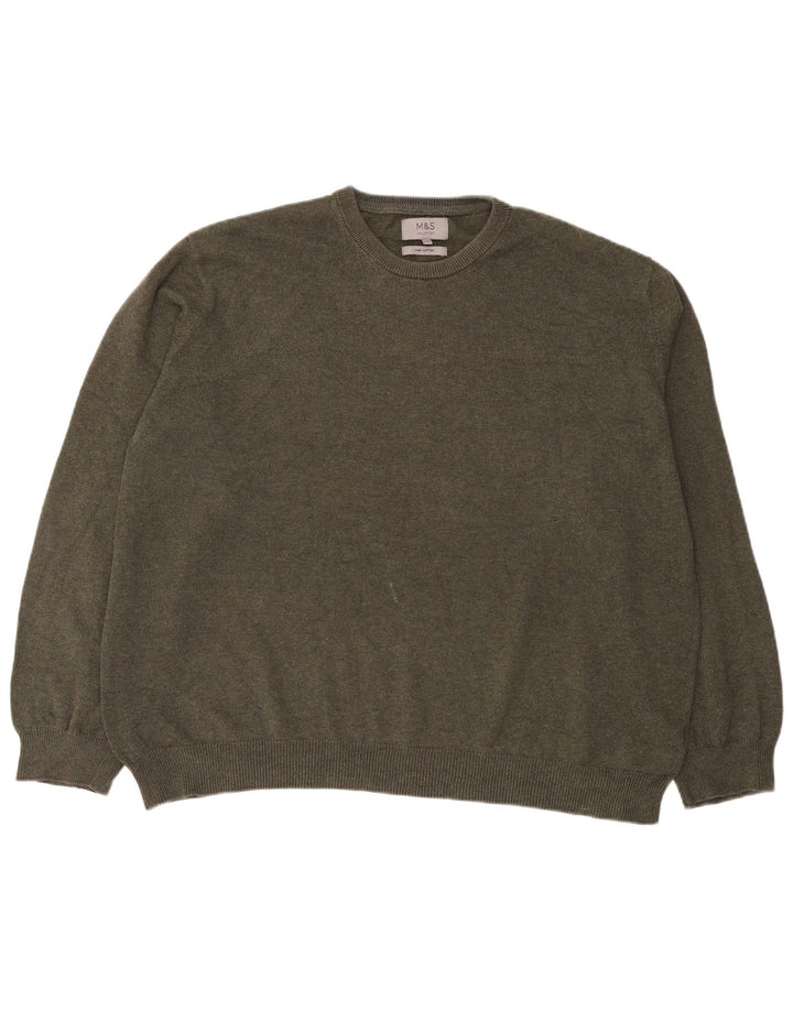 Maglione maglione girocollo da uomo Marks & Spencer 2XL cotone kaki