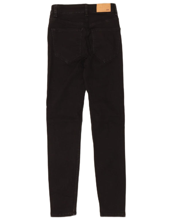 Jeans skinny a vita alta da donna Zara EU 38 Small W28 L28 cotone nero