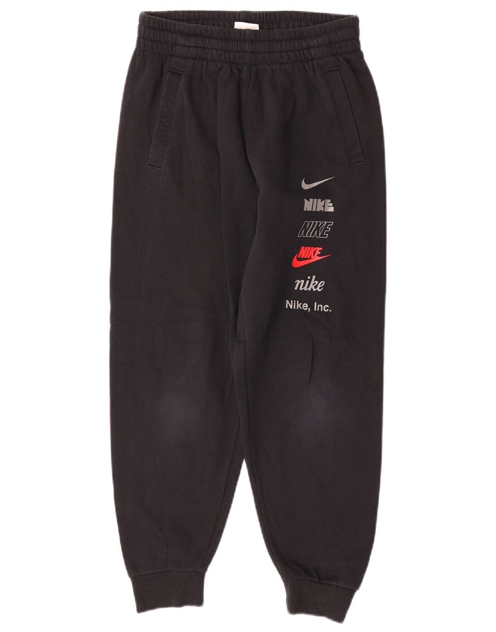 NIKE Boys Graphic Tracksuit Trousers Joggers 10-11 Years Medium Black
