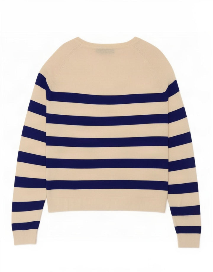Top Zara da donna a maniche lunghe UK 14 medio a righe bianco sporco