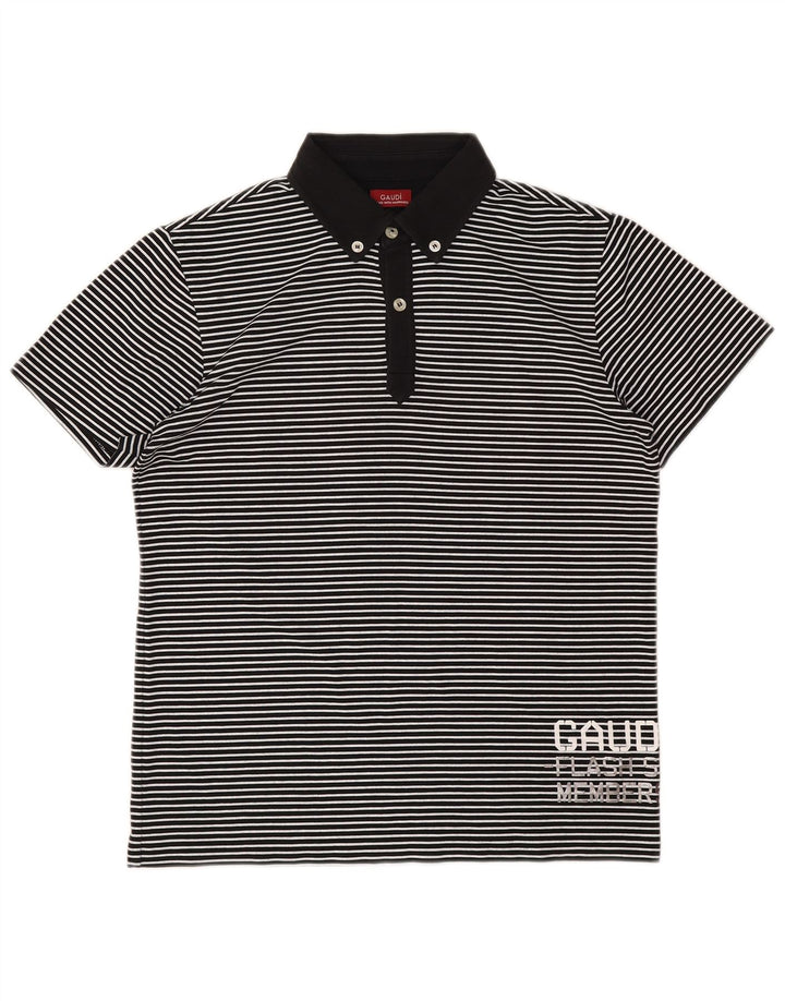 Polo grafica da uomo Gaudi in cotone gessato nero medio