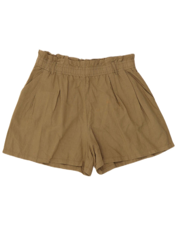 Pantaloncini larghi da donna Zara a vita alta, vestibilità comoda, grandi W32 in lino kaki