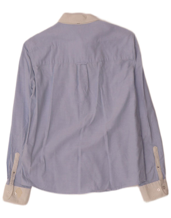 Camicia da donna Benetton UK 10 Small Blu Colourblock in cotone