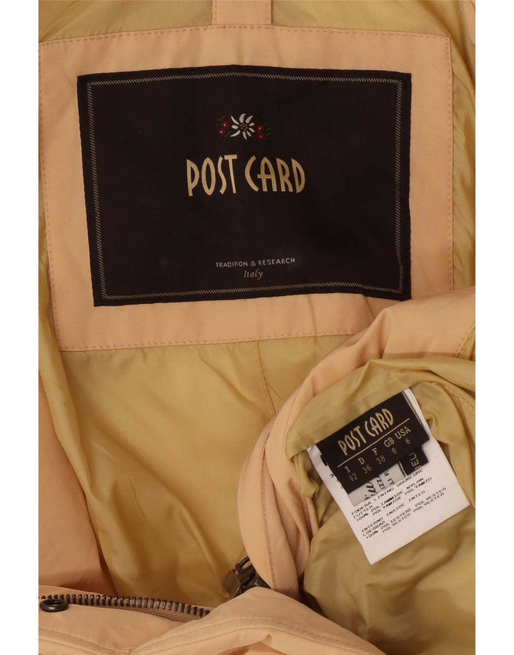 Cappotto imbottito oversize da donna con cartolina postale UK 8 piccolo in cotone beige