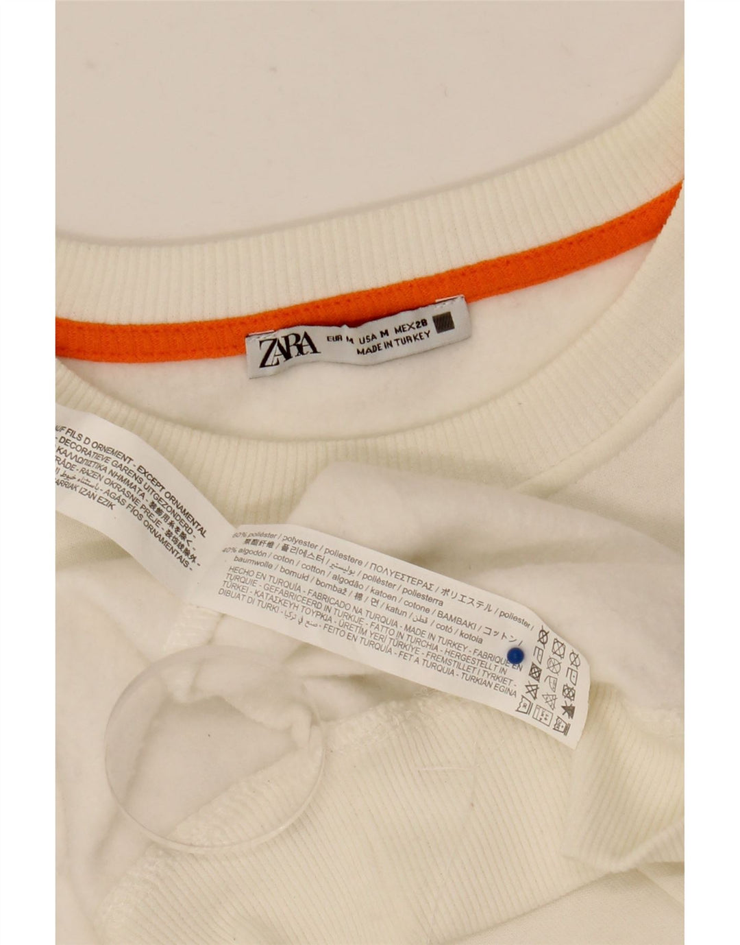 Felpa grafica da donna Zara UK 14 poliestere bianco medio