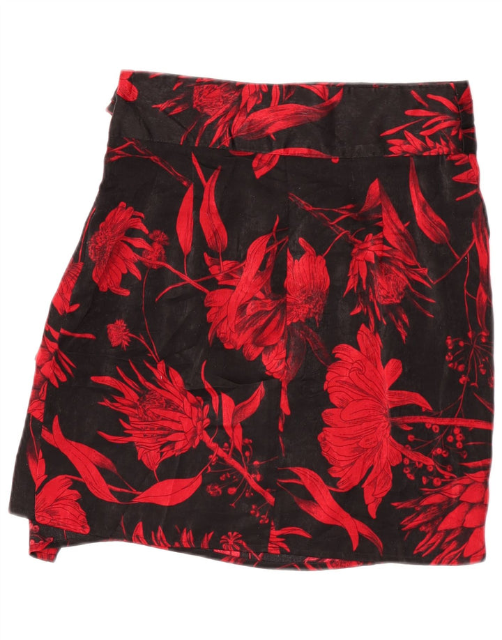 Minigonna da donna Zara piccola W26 poliestere floreale nero
