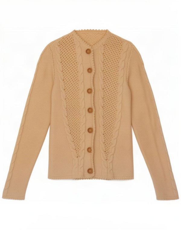 Maglione cardigan da donna vintage UK 4 XS bianco sporco