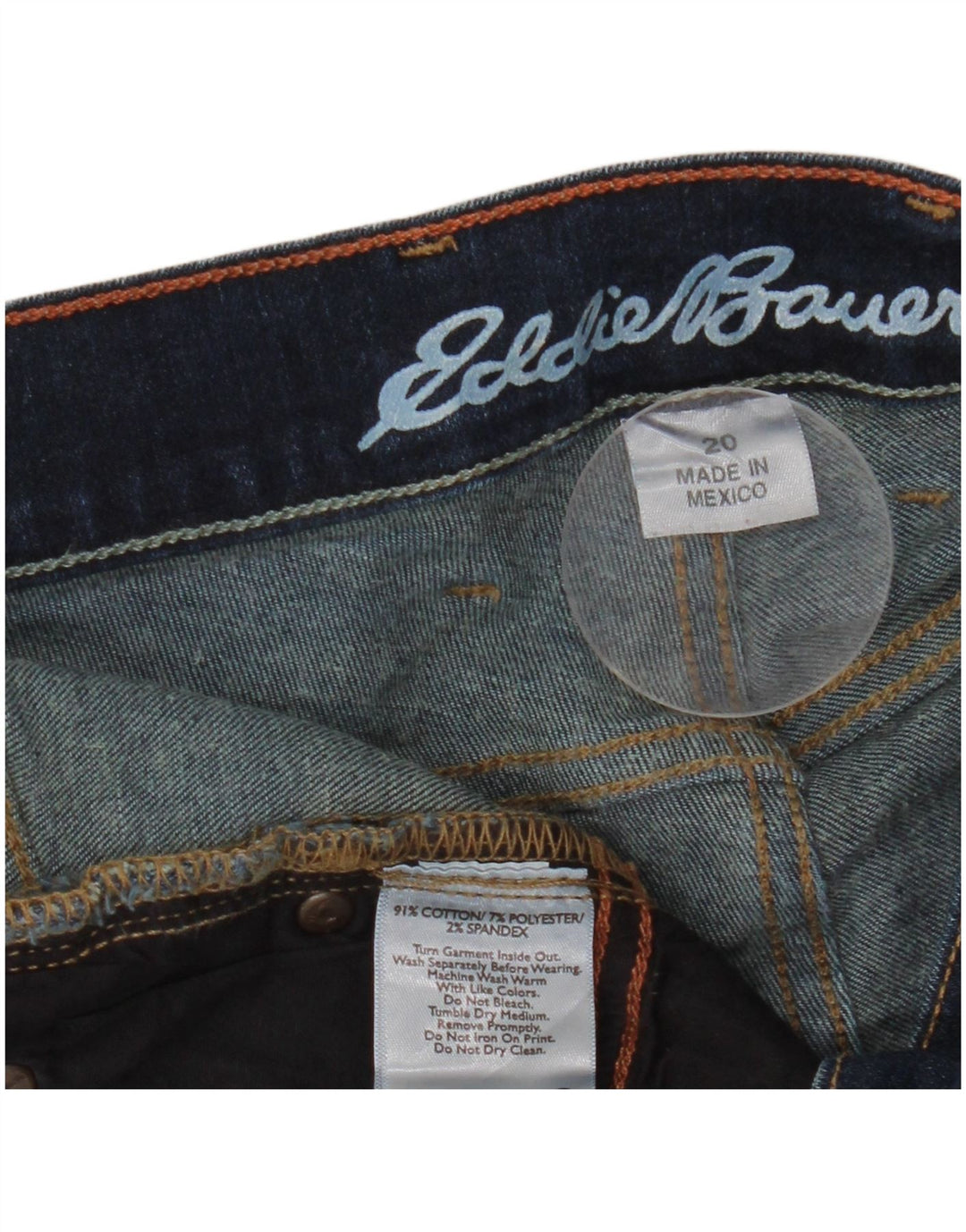 Jeans dritti a vita alta da donna Eddie Bauer US 20 3XL W40 L30 Blu navy