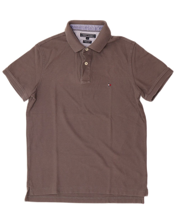 Polo slim fit da uomo Tommy Hilfiger in cotone marrone medio