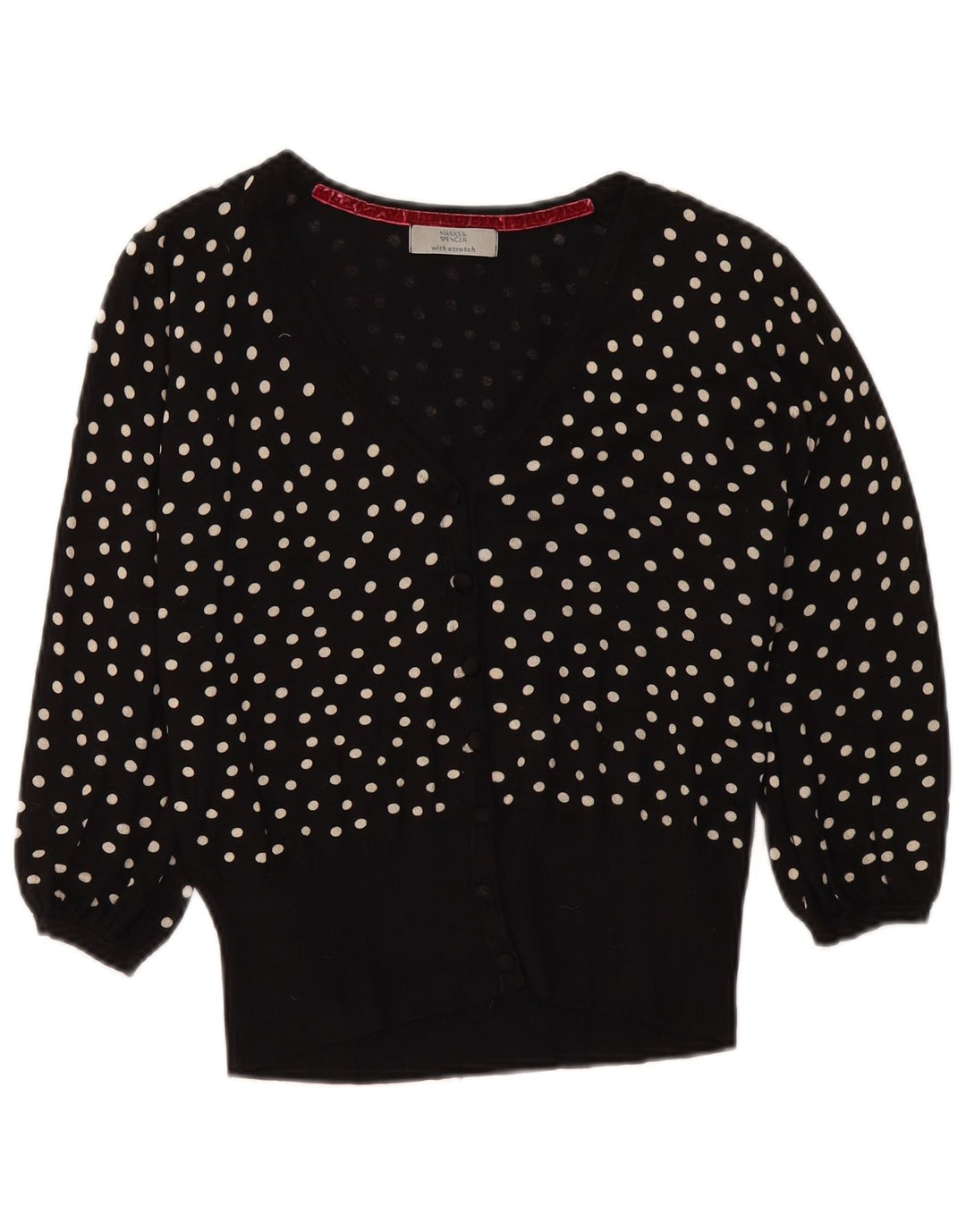 Maglione cardigan da donna Marks & Spencer UK 14 medio nero maculato