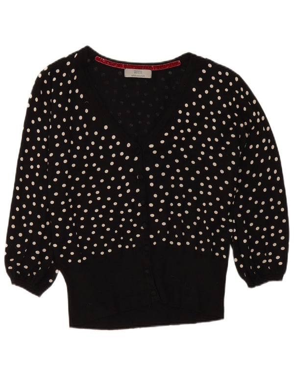 Maglione cardigan da donna Marks & Spencer UK 14 medio nero maculato