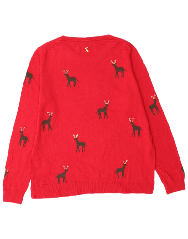 Maglione maglione girocollo da donna Joules UK 14 Large Red Christmas