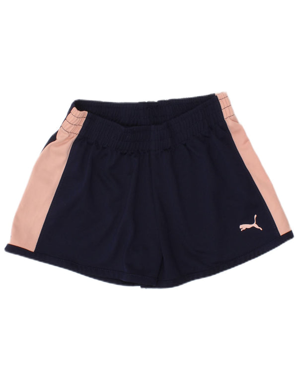 Pantaloncini sportivi Puma per ragazze 5-6 anni in poliestere color block blu navy