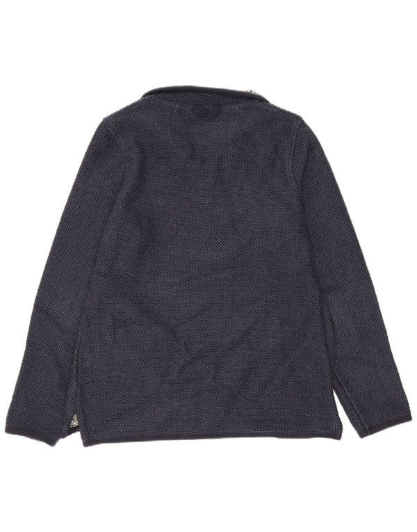 Felpa da donna con collo con zip Weird Fish, maglione, UK 12, cotone blu navy medio