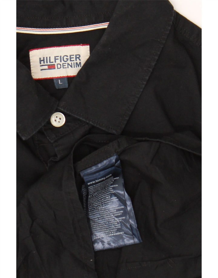 TOMMY HILFIGER Camicia da uomo grande in cotone nero