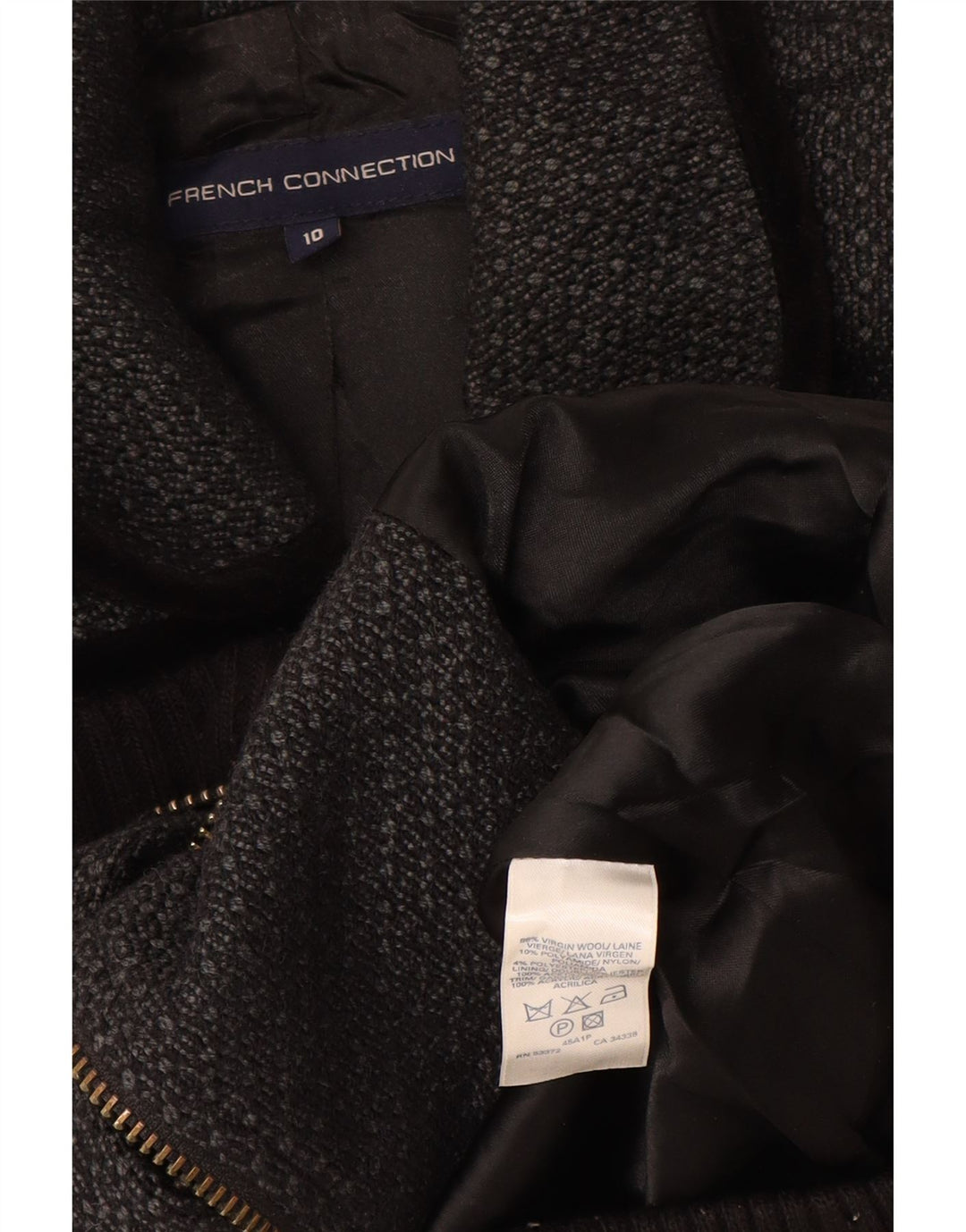 Giubbotto bomber da donna vestibilità ampia French Connection UK 10 piccolo grigio geometrico