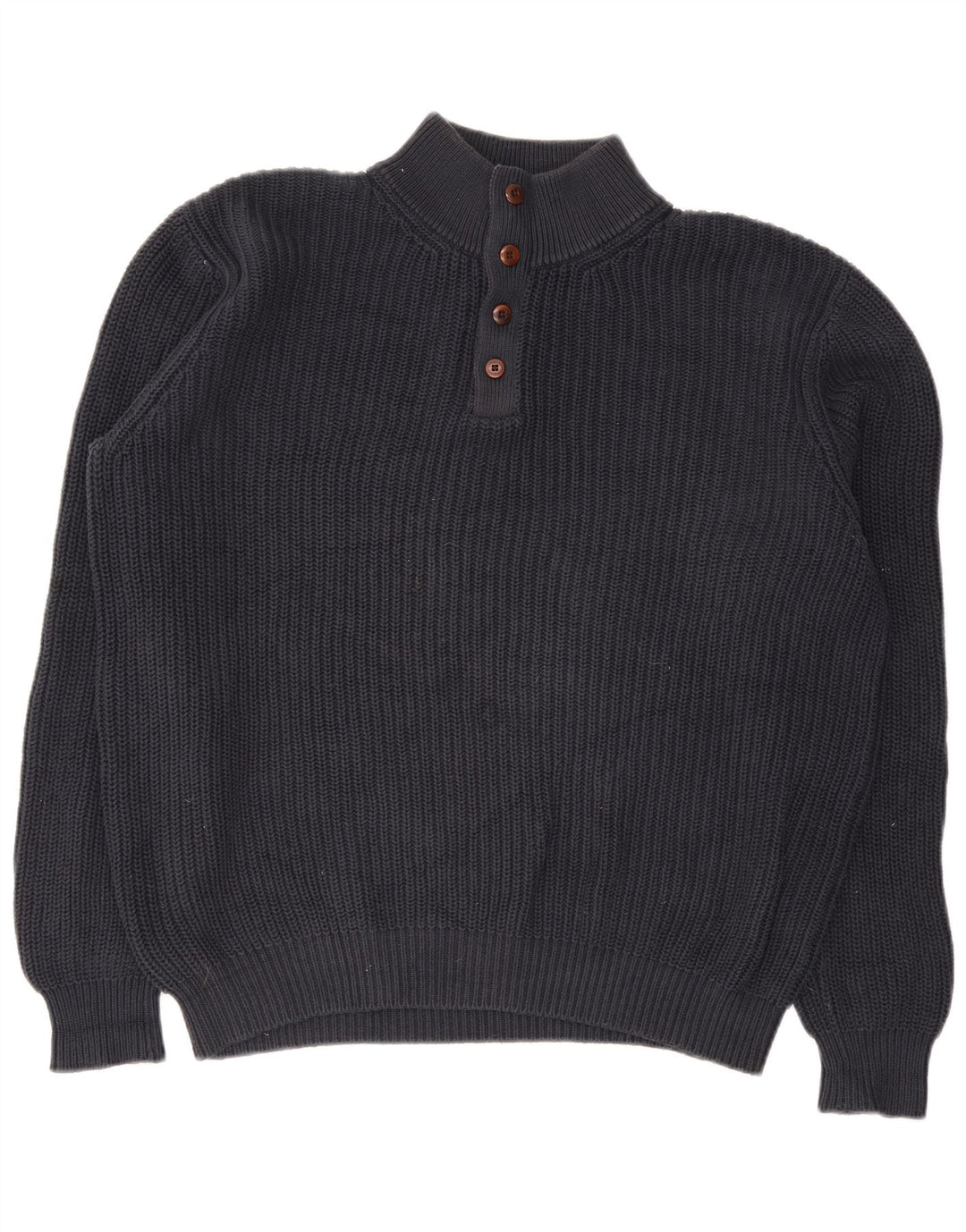 Maglione da uomo L.L.Bean con collo a bottoni, grande cotone blu navy