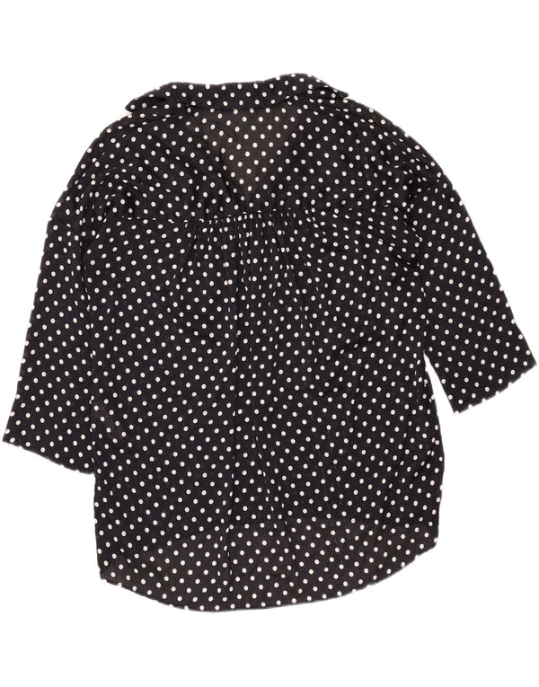 Zara Camicetta Oversize da Donna con Maniche a 3/4 Top UK 6 XS Blu Navy a Pois