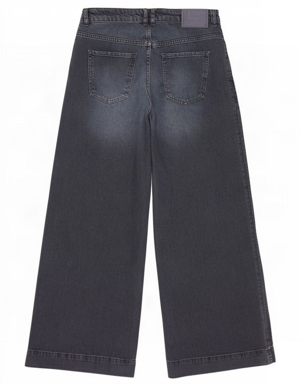 Jeans Zara da donna a vita alta a gamba larga EU 40 medio W30 L32 cotone blu navy