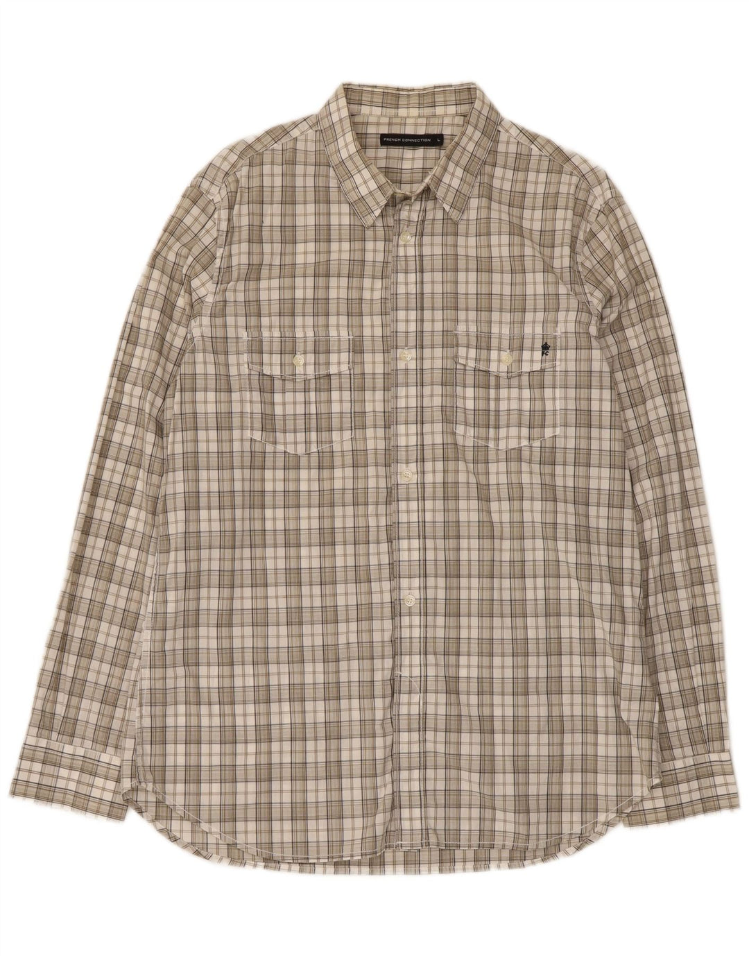 Camicia da uomo French Connection grande cotone a quadri beige