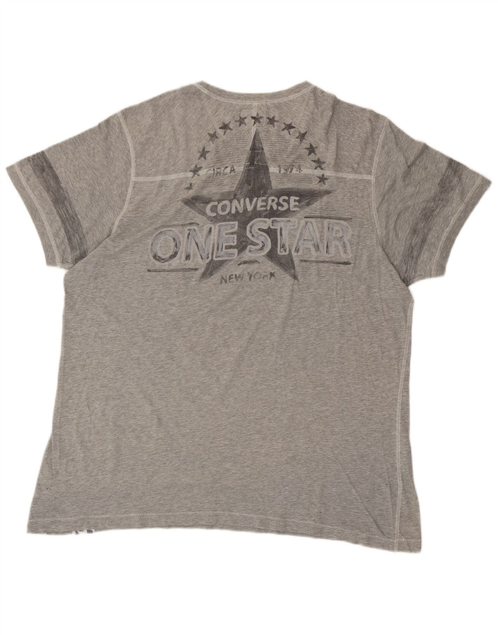 T-shirt grafica da uomo CONVERSE Top XL in cotone grigio