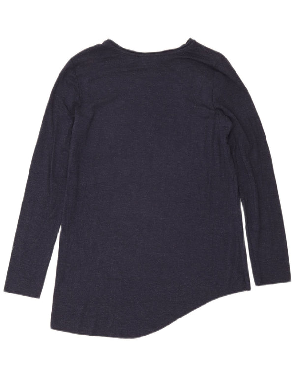 Top Zara Trafaluc da donna a maniche lunghe UK 10 Small Blu Navy screziato