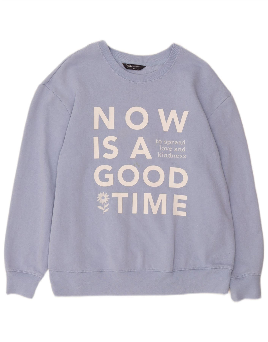 Felpa grafica da donna Marks & Spencer UK 14 grande cotone blu