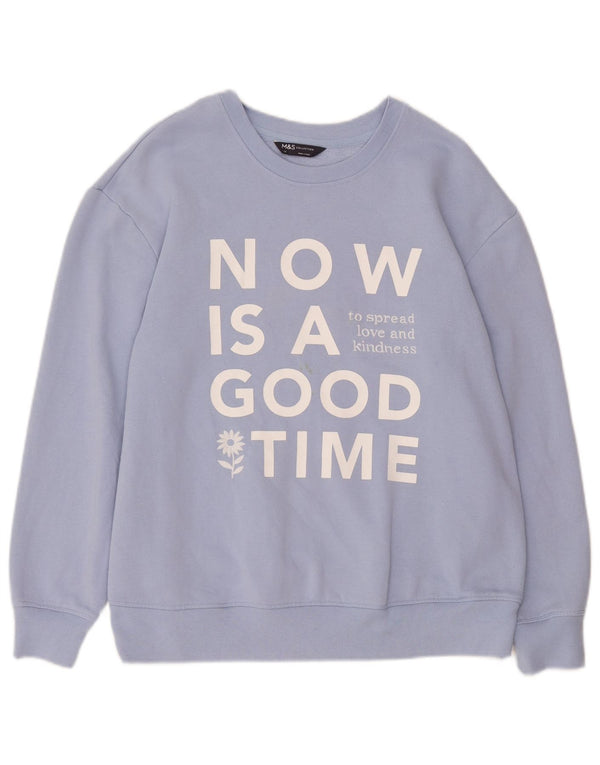 Felpa grafica da donna Marks & Spencer UK 14 grande cotone blu